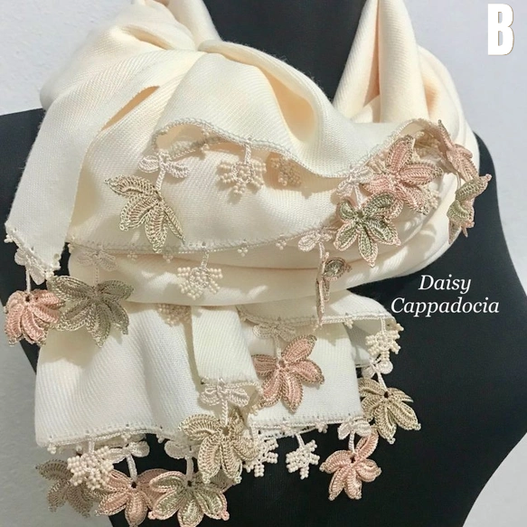 日本職人手作🌸【花開在肩上的溫柔】刺繡花朵羊絨披肩|土耳其Oya手工鉤花×高質感Pashmina|冬季仙女必備單品💐