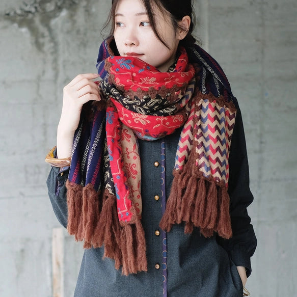 日本職人手作異國風拼布大判圍巾|復古設計感X藝術靈魂,2025新色登場!