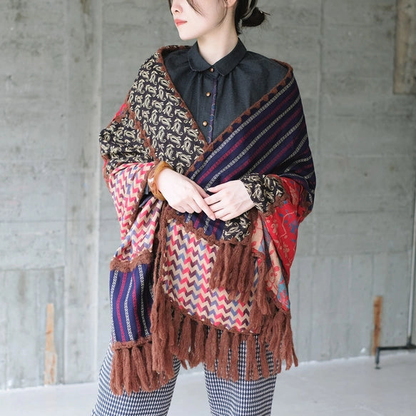 日本職人手作異國風拼布大判圍巾|復古設計感X藝術靈魂,2025新色登場!