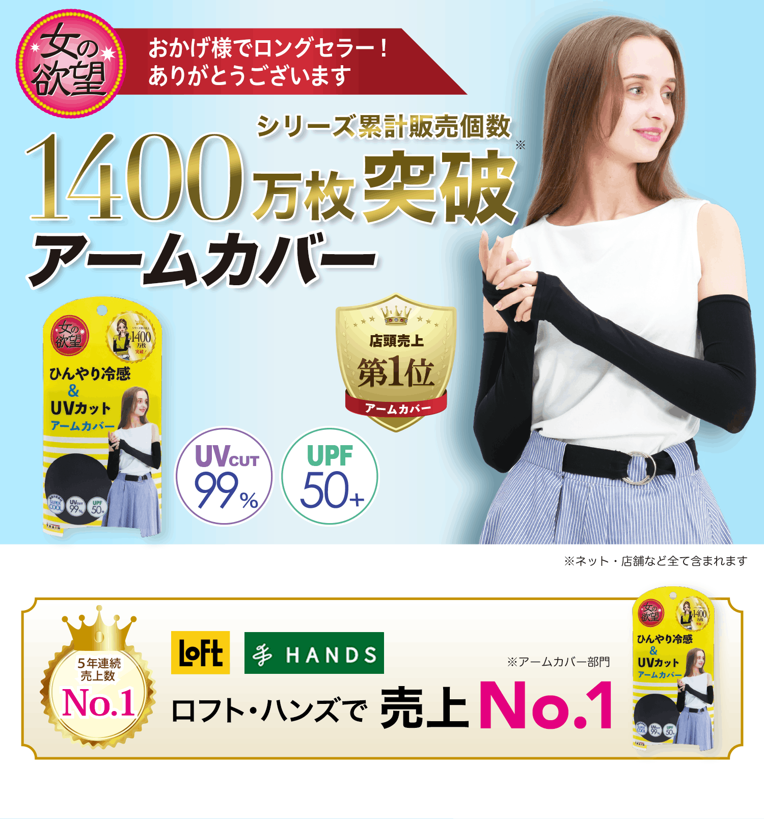 🧤 日本「女の欲望」冰感防曬袖套|UPF50+ 超涼感UV防護(多款可選)