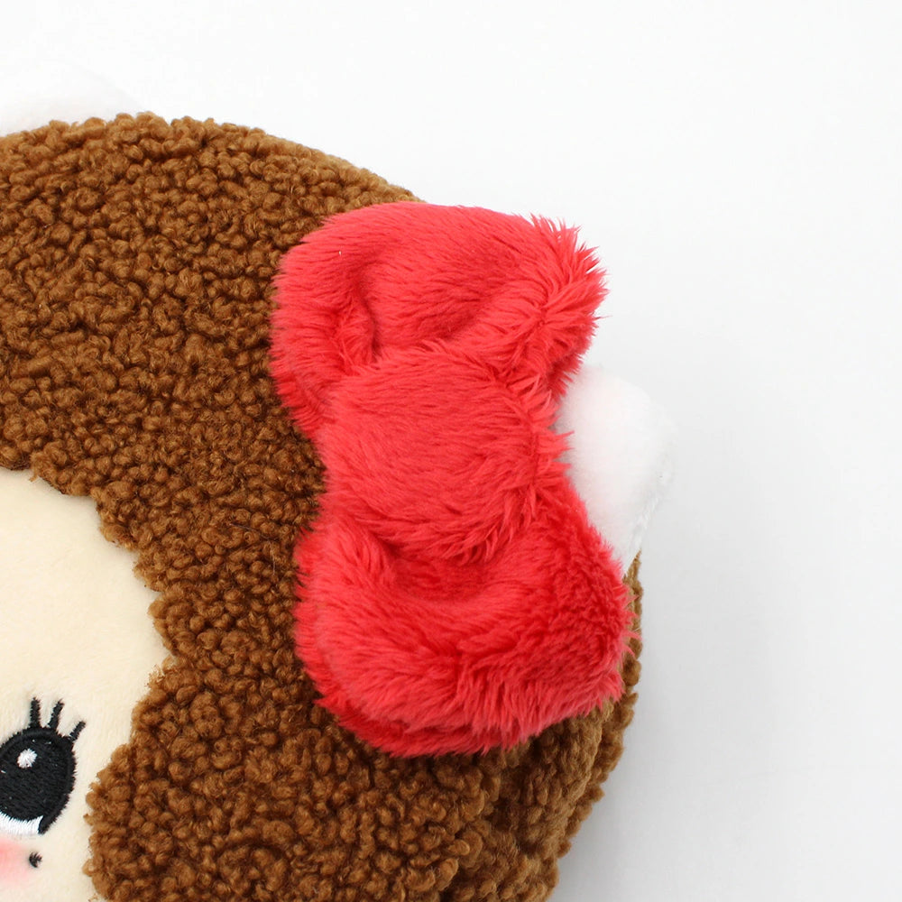 Monchhichi夢奇奇 x Hello Kitty 50週年紀念聯名|可愛Monchhichi造型臉部化妝包(Kitty蝴蝶結款)