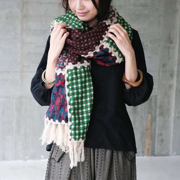 日本職人手作異國風拼布大判圍巾|復古設計感X藝術靈魂,2025新色登場!