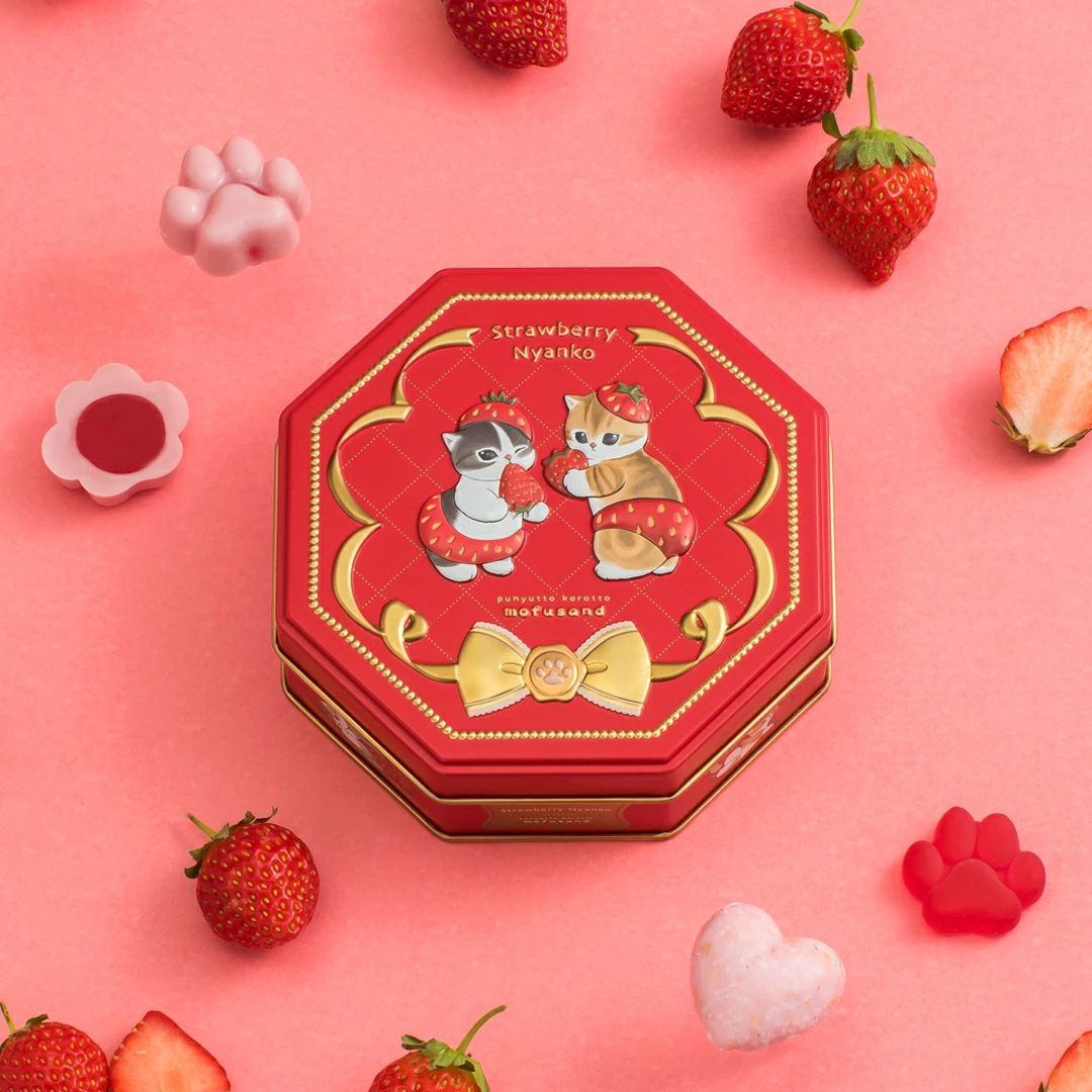 mofusand 貓咪水果造型糖果鐵盒|日本限定聯名 可愛肉球軟糖巧克力 禮盒系列