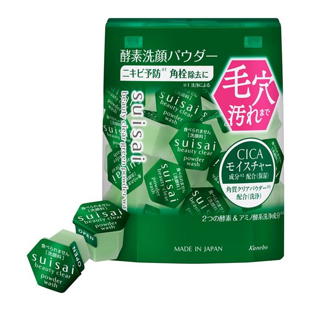 【日本 Kanebo】suisai 綠色酵素洗顏粉 32入|CICA保濕|控油去角質|粉刺毛孔淨化|痘痘肌洗面推薦