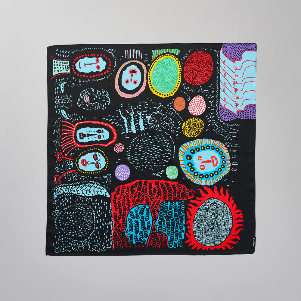 YAYOI KUSAMA STORE官方授權|草間彌生美術館原創手帕(黑底表情系列)