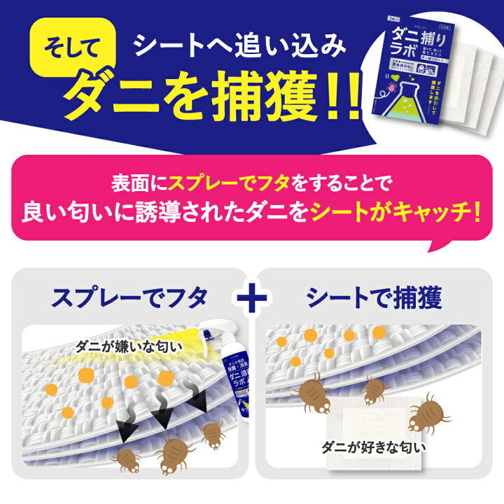 【日本製】Dani捕りLabo 塵蟎捕捉貼片 3片裝|持效3個月|不含化學藥劑|寵物嬰兒安心|超薄型防蟎片