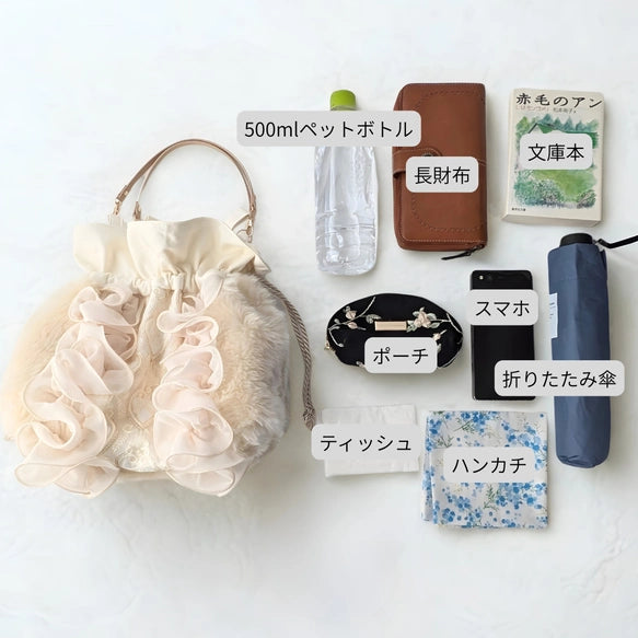 日本職人手作🖤【秋冬氣質女神專屬】華麗毛毛刺繡巾著包|印度刺繡×奢華絨毛×立體荷葉邊✨