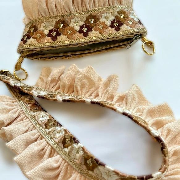 【多功能手提×肩背】日本職人刺繡緞帶迷你編織包|日系可愛設計・可拆式提把・輕巧實用隨身包