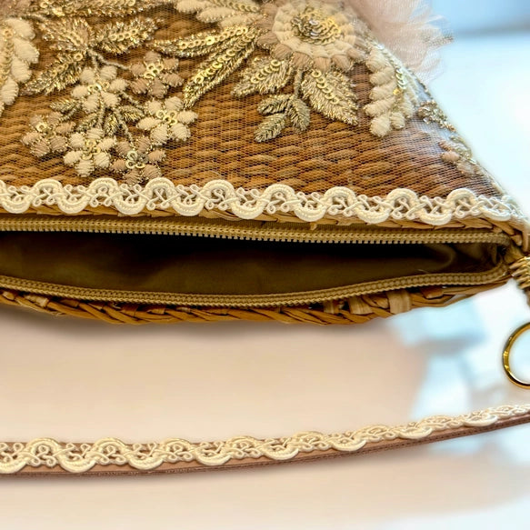 【多功能手提×肩背】日本職人刺繡緞帶迷你編織包|日系可愛設計・可拆式提把・輕巧實用隨身包