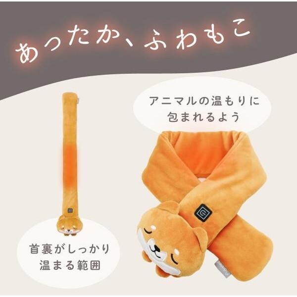 🐶【冬天也要萌萌的暖】DRETEC 溫熱毛茸茸圍巾|柴犬貓貓造型 USB發熱圍巾 💕