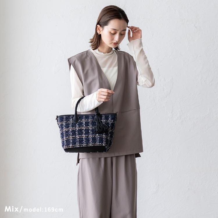 👜【2025秋冬新款】aroco 格紋2way手提包|小巧百搭托特包・附流蘇吊飾|日系溫柔質感登場✨