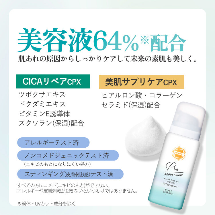 【日本KOSE高絲】SUNCUT R 全效亮白UV防曬慕斯 60g|SPF50+ PA++++|超防水不脫妝泡沫型防曬|臉部身體兩用|夏季防曬推薦