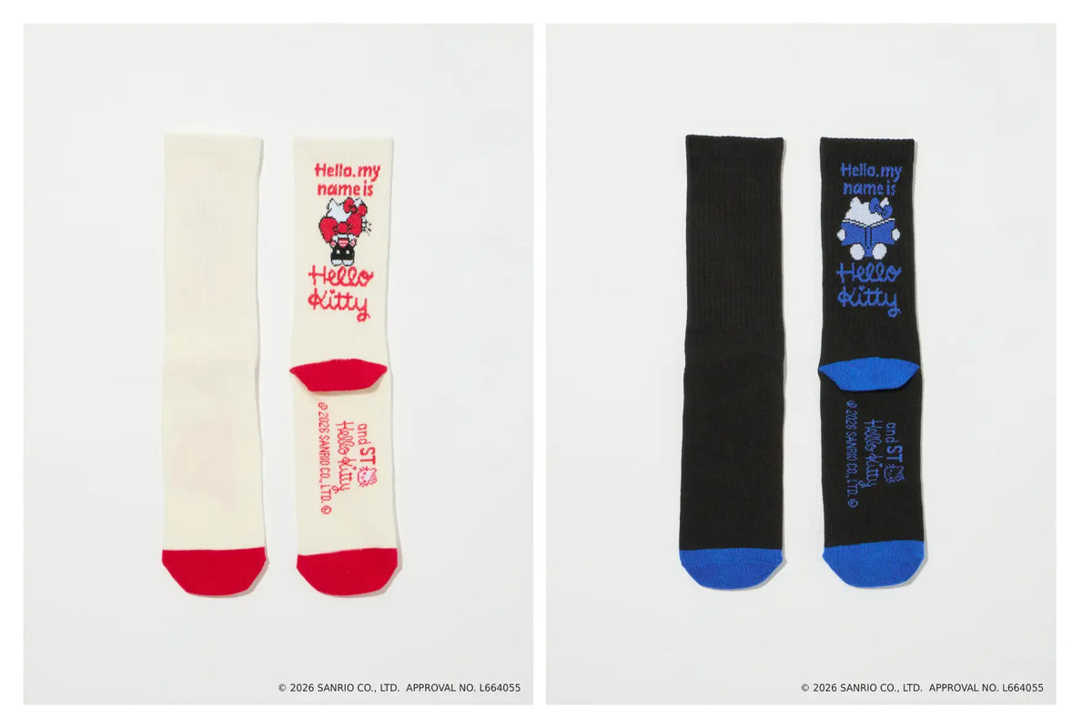 🎀 日本7-ELEVEN × and ST × Hello Kitty 聯名襪子｜羅紋襪・滿版印花襪・刺繡泡泡襪（23-25cm）
