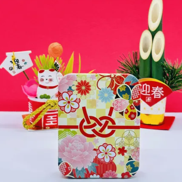 🧧【日本直送】新年和風鐵罐金平糖（4盒一組）｜2027羊年達摩・水引花柄 日本傳統糖果