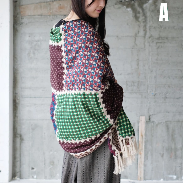 日本職人手作異國風拼布大判圍巾｜復古設計感X藝術靈魂，2025新色登場！