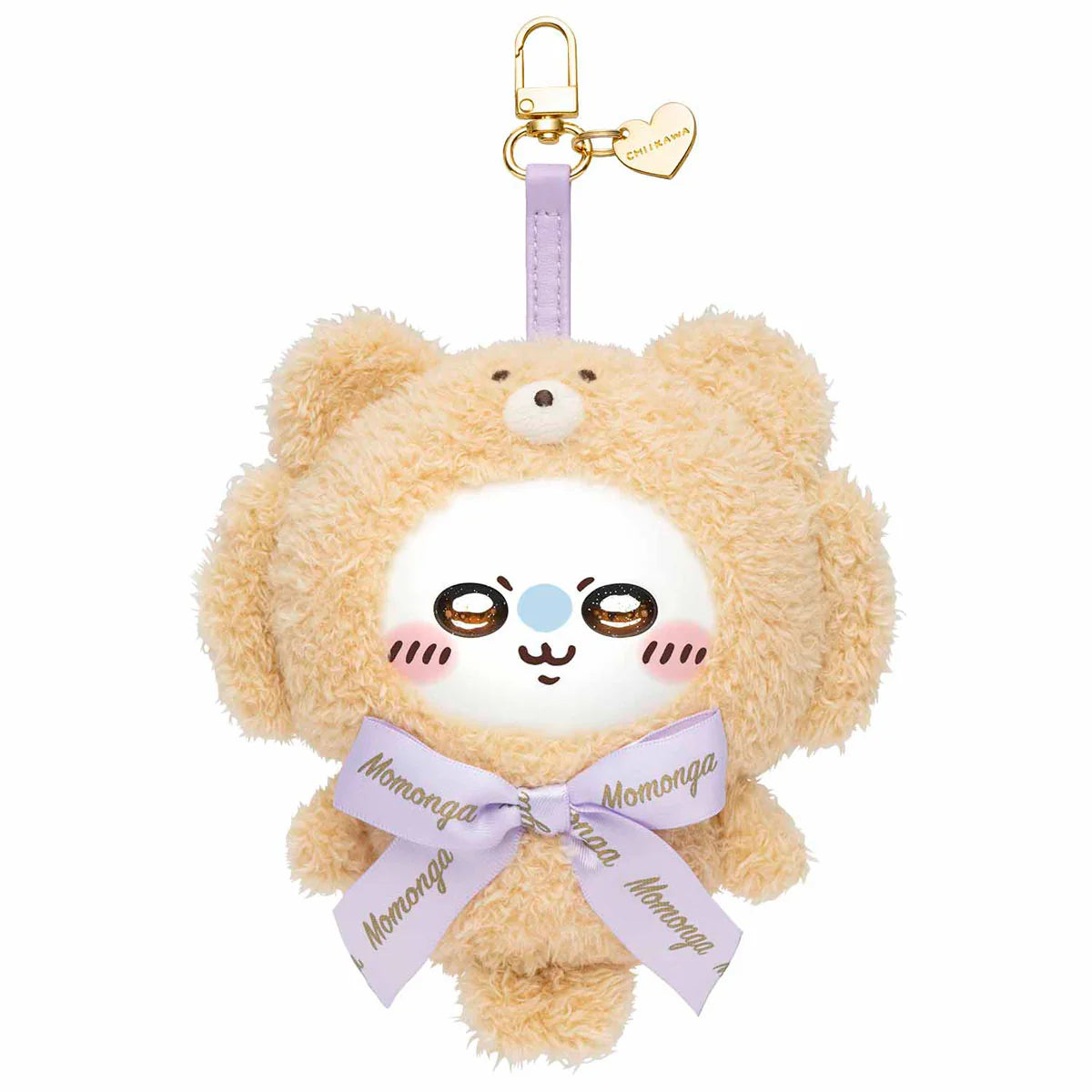 日本正版 Chiikawa 吉伊卡哇 Kiramekko Teddy Bear 絨毛吊飾｜小八・兔兔・小桃・烏薩奇｜熊熊裝可愛鑰匙圈