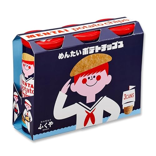 🔥【福岡名物】ふくや明太子洋芋片 3罐組 (45g×3)｜原創明太子粉調味｜香脆鹹香 零食/伴手禮首選