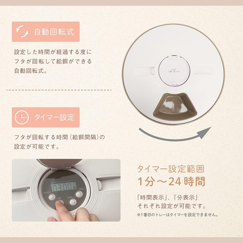 日本單提 旋轉式自動餵食器｜6餐餐盤、計時器可設1分鐘至24小時