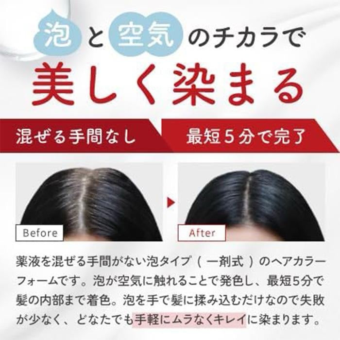 Dr. Hair Mika 泡沫式白髮染髮劑 80g｜日本製｜自然黑／深棕｜免混合快速上色｜護髮成分添加