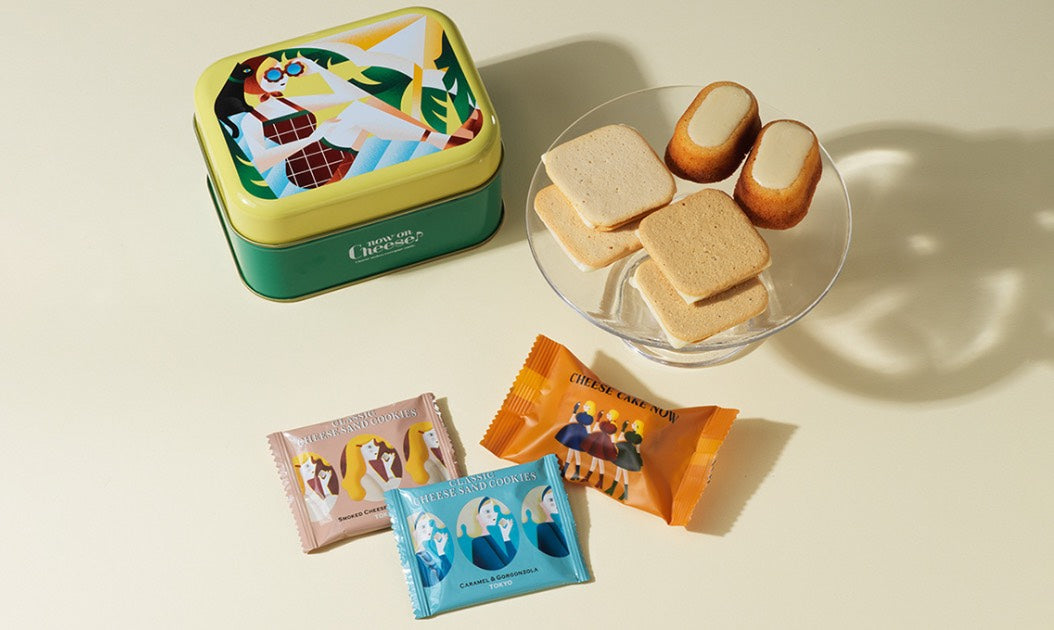 【NOW ON CHEESE 起司甜點禮盒】夏季限定設計鐵盒｜迷你起司蛋糕＆起司三明治餅乾組合｜卡門貝爾・戈貢佐拉・煙燻起司風味｜可重複使用收納盒