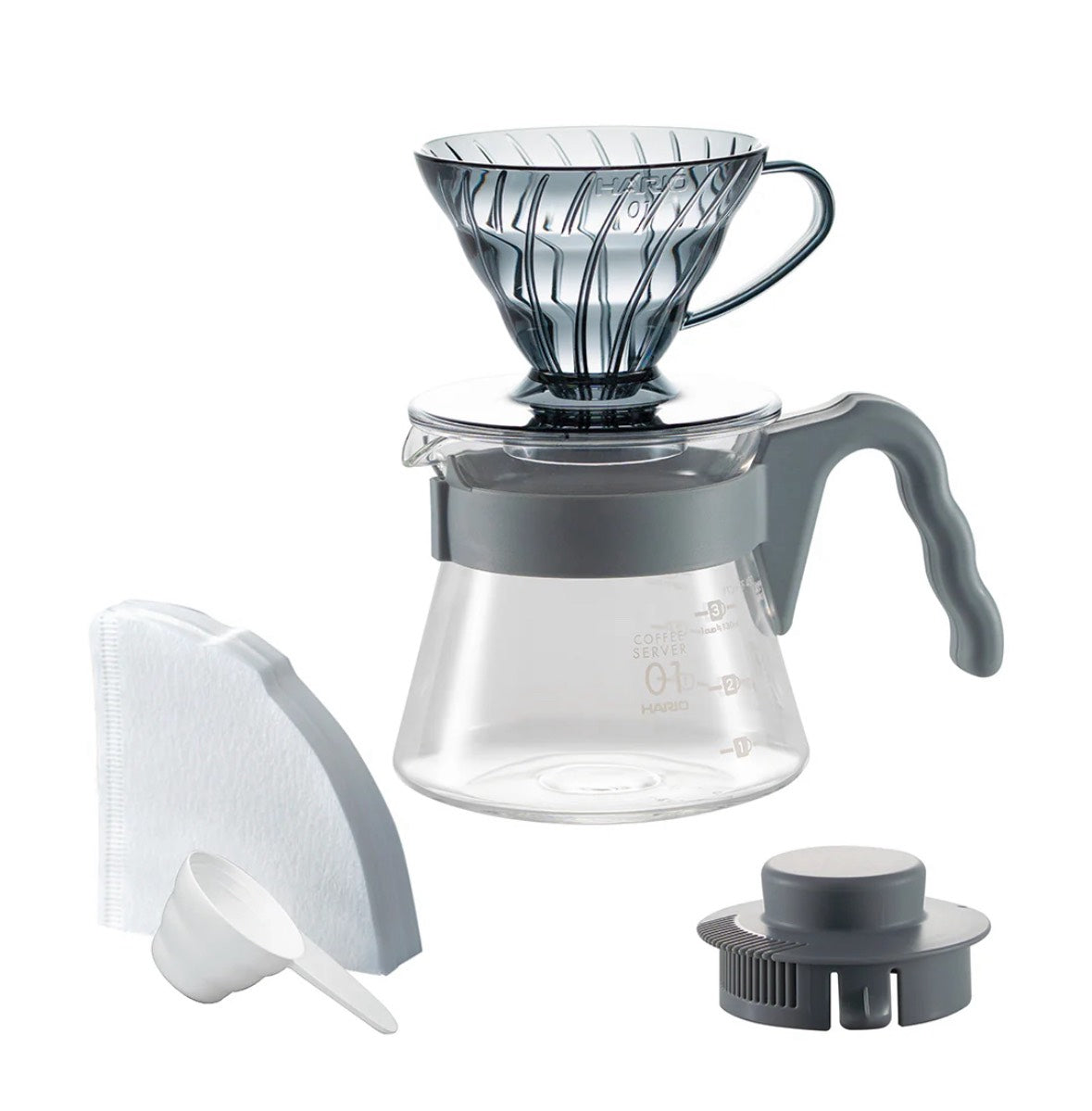 HARIO V60 20週年紀念款｜彩色手沖咖啡入門組 (濾杯+分享壺+濾紙+咖啡匙) 初學者也能沖出冠軍風味