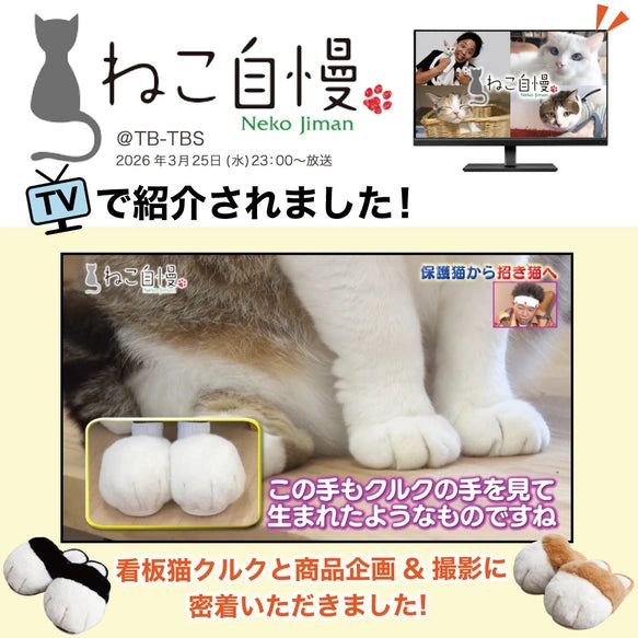 🐾【日本直送】貓手拖鞋 necotete｜日本手作作家 poppen poppin・蓬鬆貓掌室內拖鞋（駝色／黑色 四尺寸）