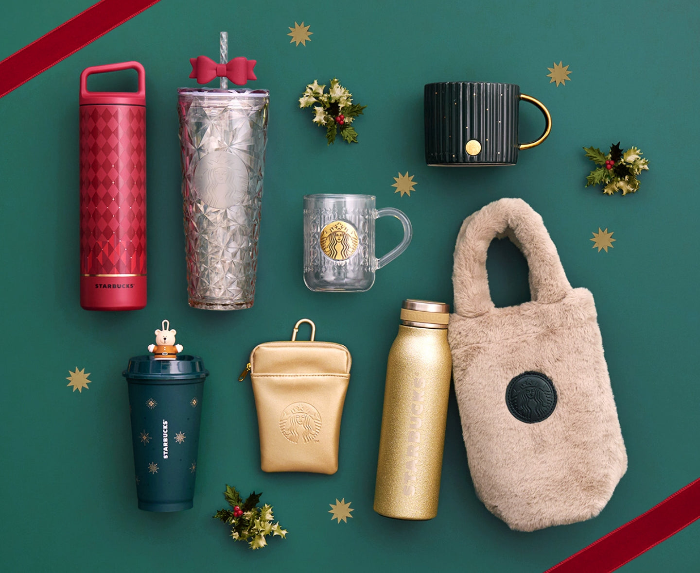 ✨❄【星巴克2025聖誕新品】閃亮冷飲杯.金屬徽章馬克杯.聖誕限定杯＋金色熊蓋套組.迷你香檳金收納組..毛絨水瓶肩背包