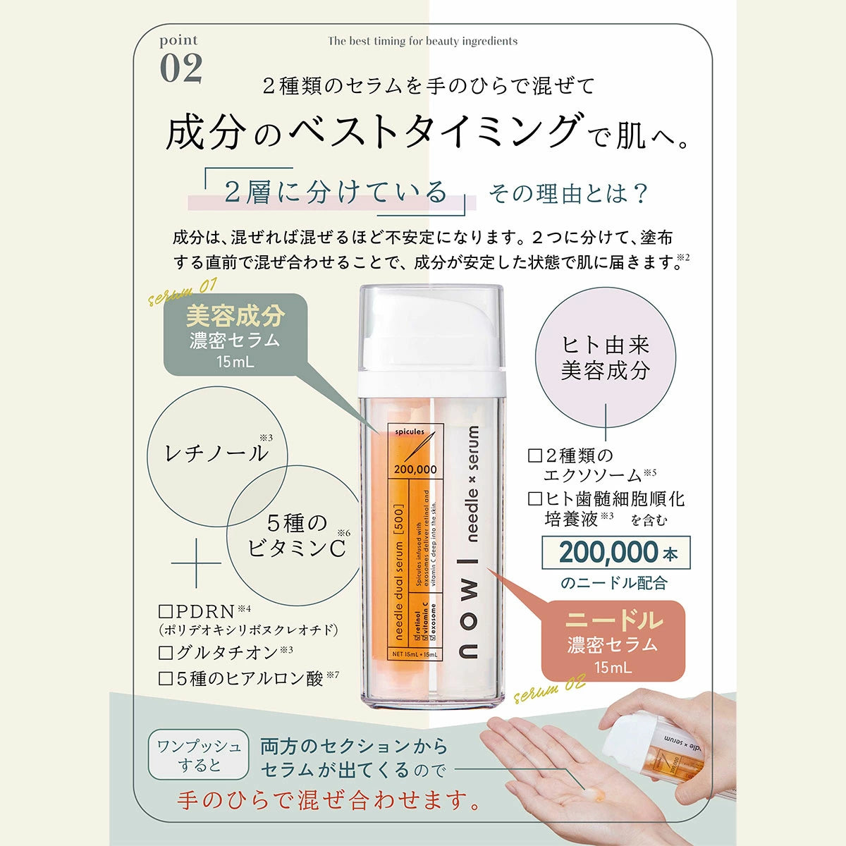 NOWL ノウル 進化型混合式微針雙層精華 30mL  混合瞬間，成分在肌膚中全面釋放。