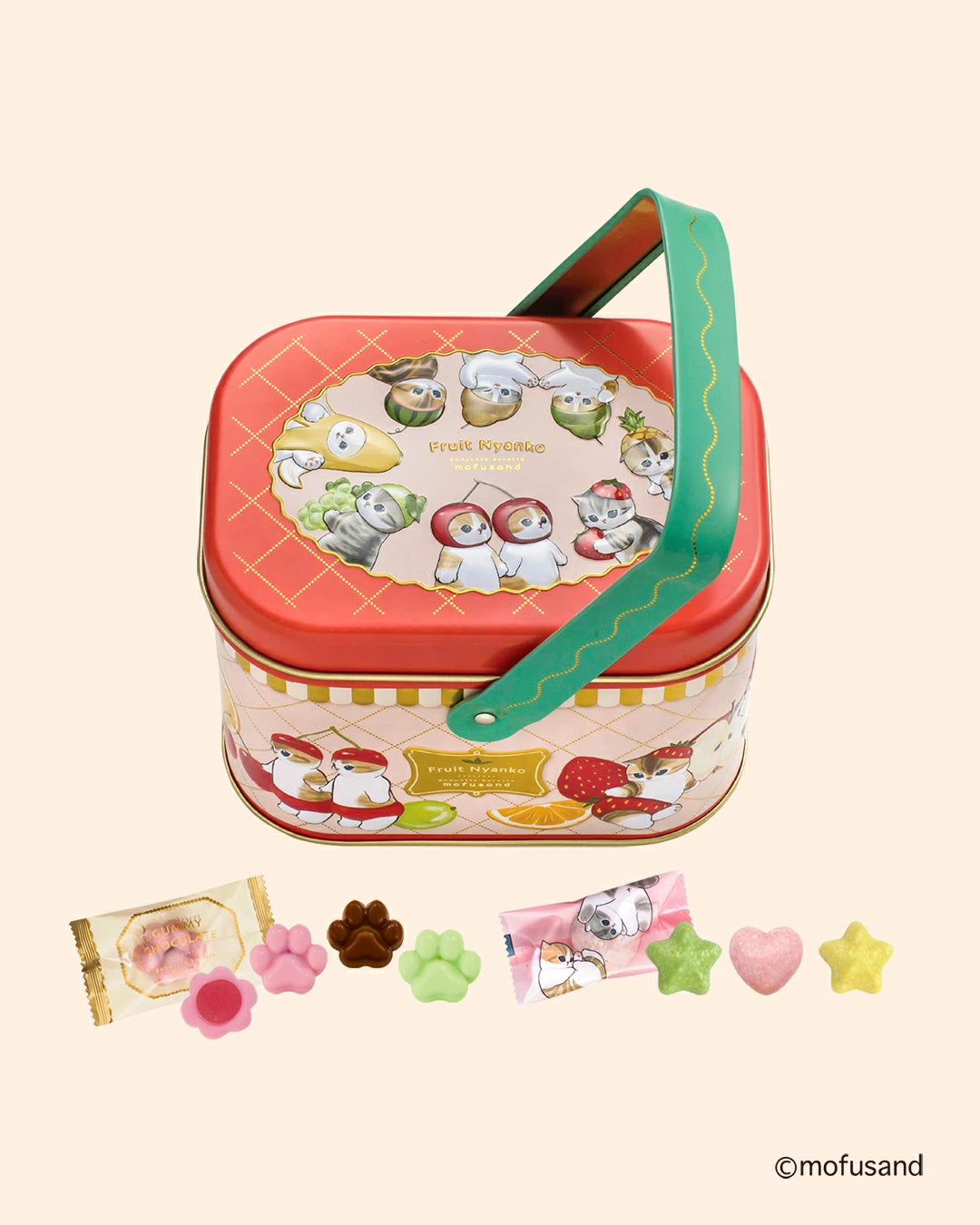 mofusand 貓咪水果造型糖果鐵盒｜日本限定聯名 可愛肉球軟糖巧克力 禮盒系列